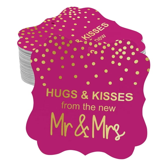 Inkdotpot Real Gold Foil Hugs & Kisses From The New Wedding Tags Favor Bracket Shape Hang Pack Of 50 Paper Tags