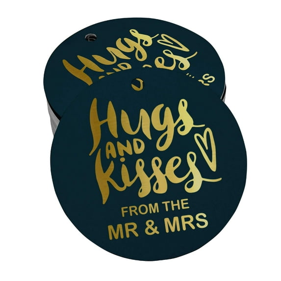 Inkdotpot Real Gold Foil Hugs & Kisses From The Wedding Tag Favor Hang Paper Tag 100 Piece