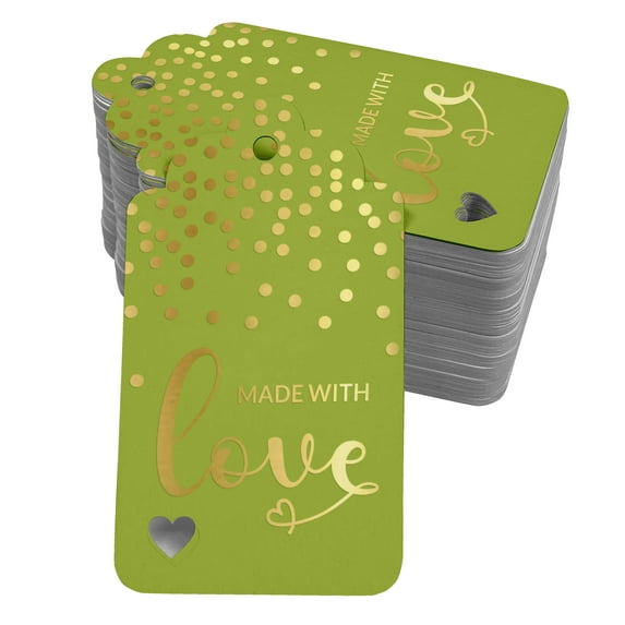 Inkdotpot Real Gold Foil Made With Love Text Tags Favor Hang Paper Tags 50 Pack