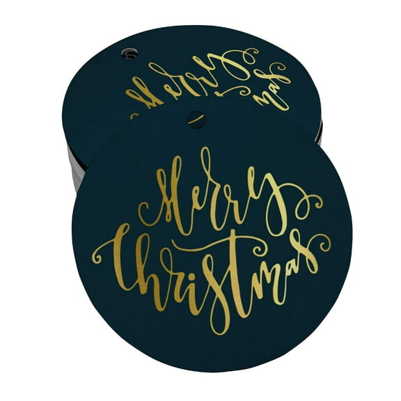 Inkdotpot Real Gold Foil Merry Christmas Tag Favor Hang Paper Tag 100 Piece