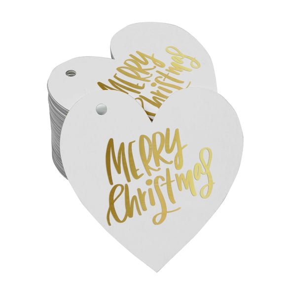 Inkdotpot Real Gold Foil Merry Christmas Tag Favor Hang Paper Tag 50 Pieces