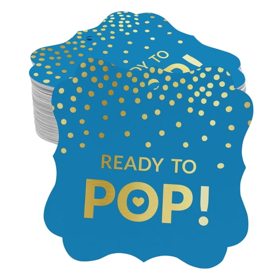 Inkdotpot Real Gold Foil Ready To Pop Baby Shower Tags Favor Bracket Shape Hang Pack Of 50 Paper Tags