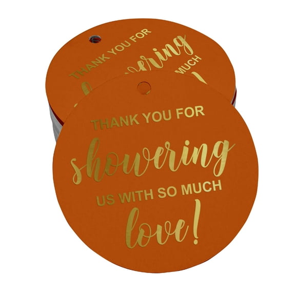 Inkdotpot Real Gold Foil Thank You Baby/ Bridal Shower Tags Favor Hang Paper Tags 50 Pieces