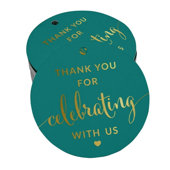 Inkdotpot Real Gold Foil Thank You Celebrating With Us Bridal Shower-Baby Shower-Retirement-Wedding-Birthday Tags Favor Hang Paper Tags 100 Pieces