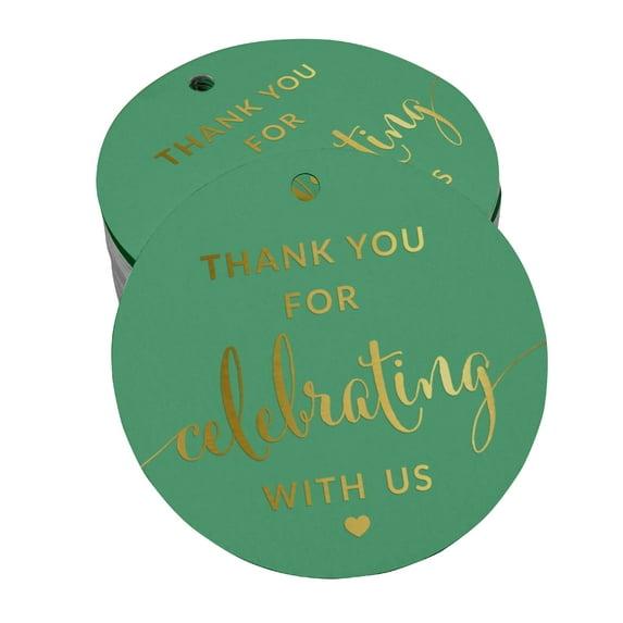 Inkdotpot Real Gold Foil Thank You Celebrating With Us Bridal Shower-Baby Shower-Retirement-Wedding-Birthday Tags Favor Hang Paper Tags 100 Pieces
