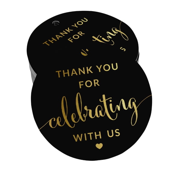 Inkdotpot Real Gold Foil Thank You Celebrating With Us Bridal Shower-Baby Shower-Retirement-Wedding-Birthday Tags Favor Hang Paper Tags 50 Pieces