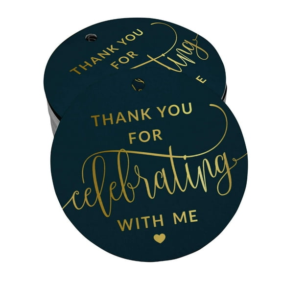 Inkdotpot Real Gold Foil Thank You For Celebrating With Me Birthday Tags Favor Hang Paper Tags 100 Pieces