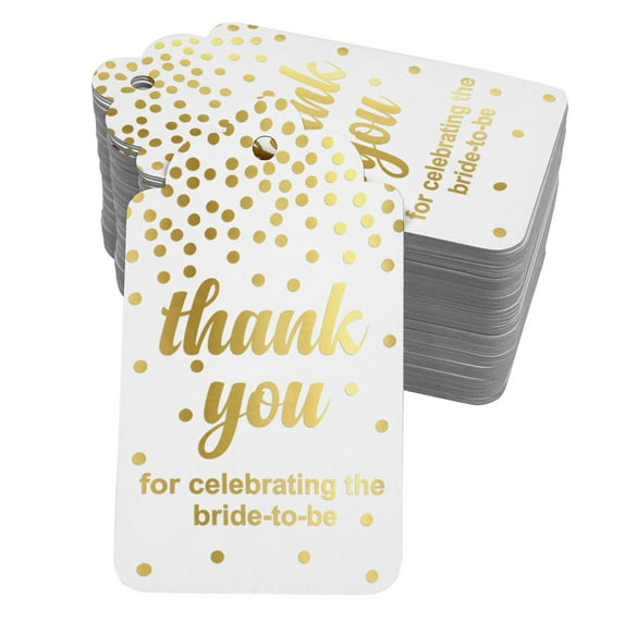 Inkdotpot Real Gold Foil ThankYou For Celebrating The Bride To Be Bridal Shower Tags Favor Hang Paper Tags 50 Pack