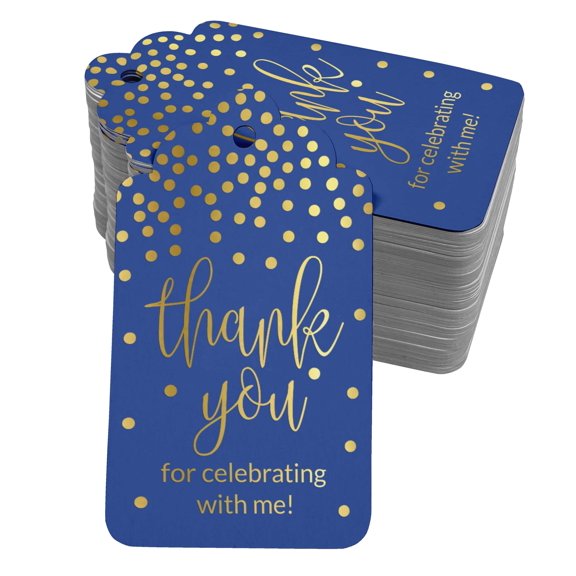 Inkdotpot Real Gold Foil ThankYou For Celebrating With Me Birthday Tags Favor Hang Paper Tags 50 Pack