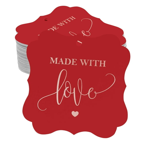 Inkdotpot Real Rose Gold Foil Bracket Shape Paper Hang Tags Made With Love Wedding Favor Tags Pack Of 100