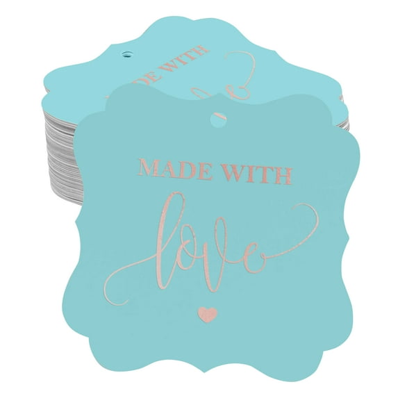 Inkdotpot Real Rose Gold Foil Bracket Shape Paper Hang Tags Made With Love Wedding Favor Tags Pack Of 100