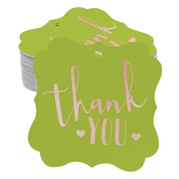 Inkdotpot Real Rose Gold Foil Bracket Shape Paper Hang Tags Thank You Bridal Shower-Baby Shower-Retirement-Wedding-Birthday Favor Tags Pack Of 100