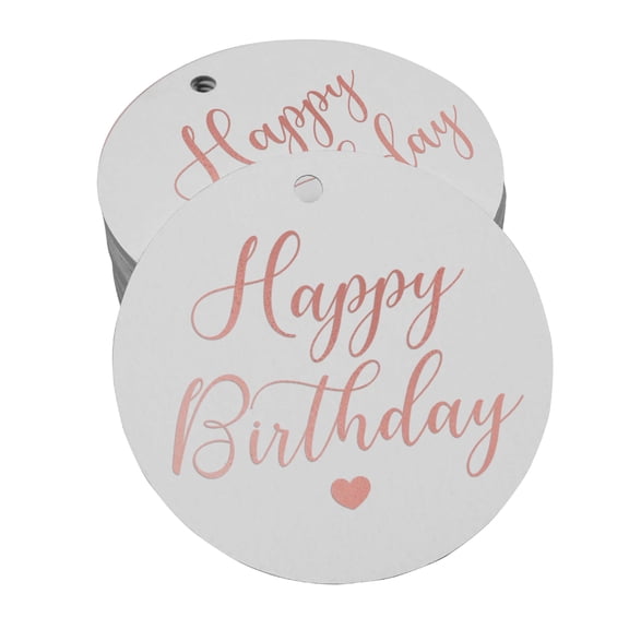 Inkdotpot Real Rose Gold Foil Happy Birthday Tags Favor Hang Paper Tags 50 Pieces