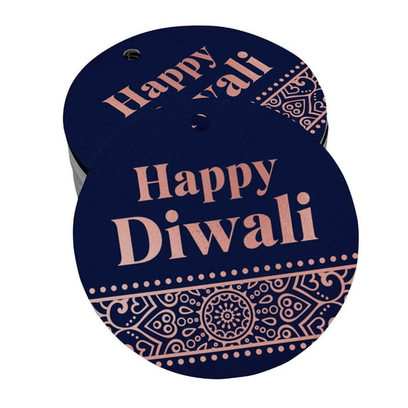 Inkdotpot Real Rose Gold Foil Happy Diwali Tag Favor Hang Paper Tag 50 Piece