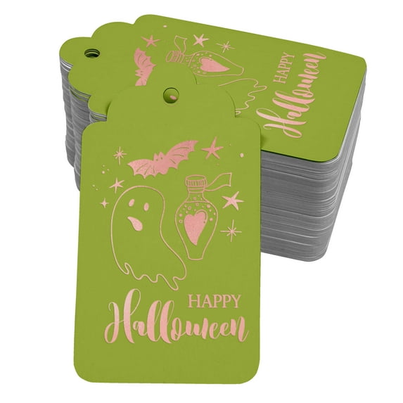 Inkdotpot Real Rose Gold Foil Happy Halloween Halloween Tags Favor Hang Paper Tags 50 Pieces