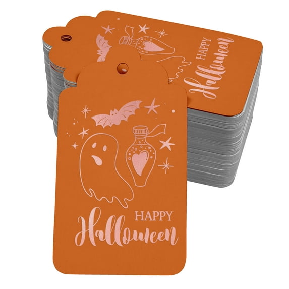 Inkdotpot Real Rose Gold Foil Happy Halloween Halloween Tags Favor Hang Paper Tags 50 Pieces