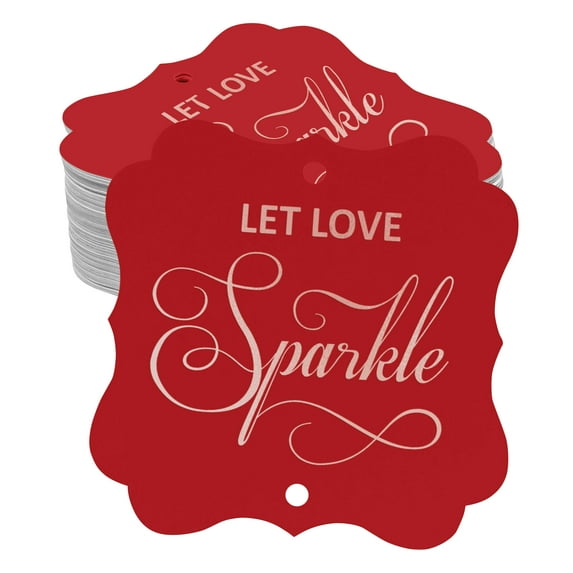 Inkdotpot Real Rose Gold Foil Let Love Sparkle Wedding Tags Favor Bracket Shape Hang Pack Of 50 Paper Tags