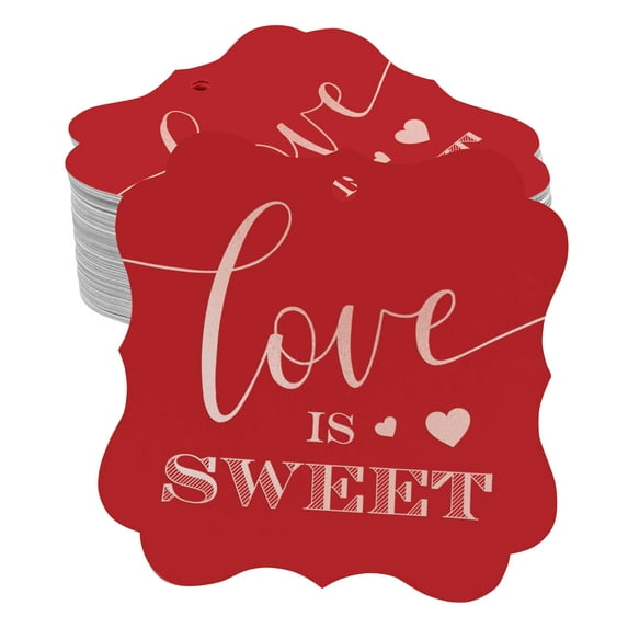 Inkdotpot Real Rose Gold Foil Love Is Sweet Wedding Tags Favor Bracket Shape Hang Pack Of 50 Paper Tags