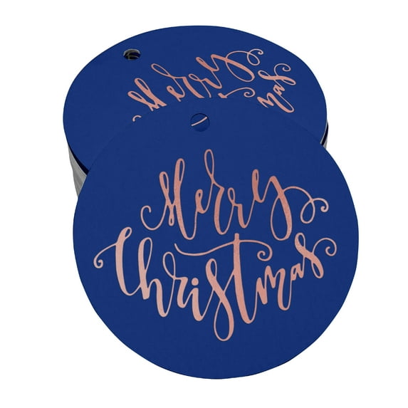 Inkdotpot Real Rose Gold Foil Merry Christmas Tag Favor Hang Paper Tag 50 Piece
