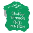 thumbnail image 1 of Inkdotpot Real Silver Foil Bracket Shape Paper Hang Tags Good Bye Tension Hello Pension Retirement Favor Tags Pack Of 100, 1 of 7