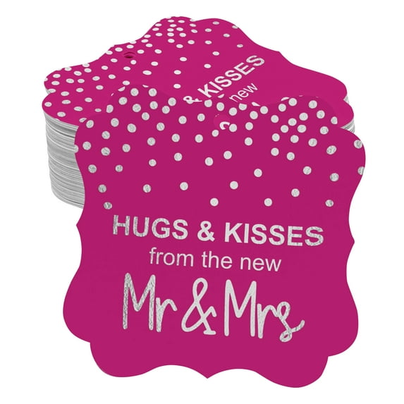 Inkdotpot Real Silver Foil Bracket Shape Paper Hang Tags Hugs & Kisses From The New Wedding Favor Tags Pack Of 100