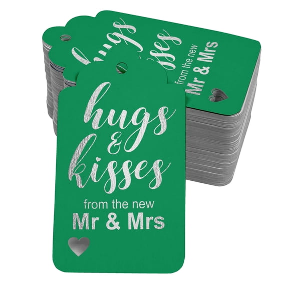 Inkdotpot Real Silver Foil Hugs And Kisses From The New Wedding Tags Favor Hang Paper Tags 100 Pieces