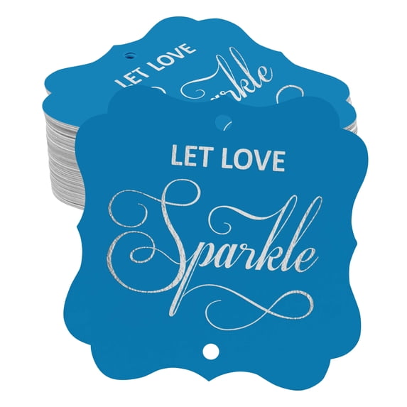 Inkdotpot Real Silver Foil Let Love Sparkle Wedding Tags Favor Bracket Shape Hang Pack Of 100 Paper Tags