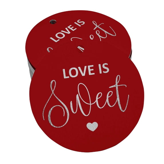Inkdotpot Real Silver Foil Love Is Sweet Wedding Tags Favor Hang Paper Tags 100 Pieces