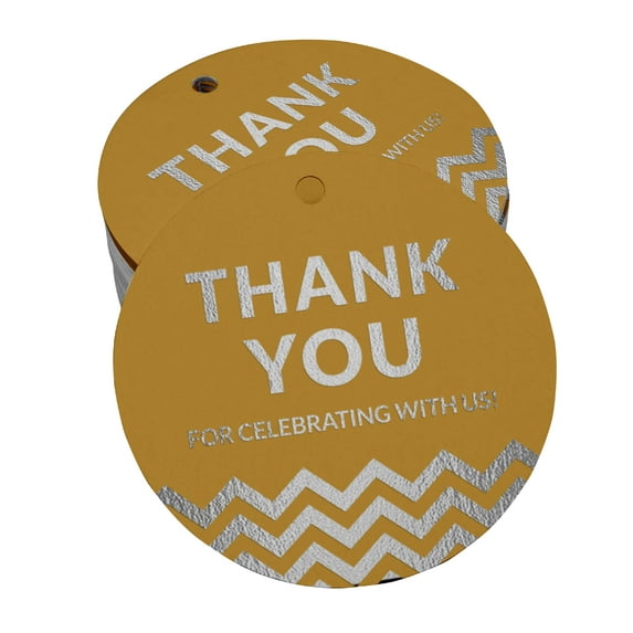 Inkdotpot Real Silver Foil Thank You For Celebrating With Us Bridal Shower-Baby Shower-Retirement-Wedding-Birthday Tags Favor Hang Paper Tags 100 Pieces