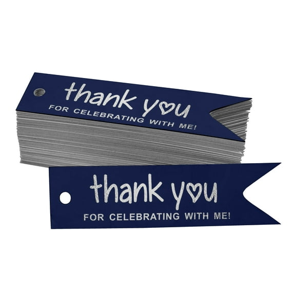 Inkdotpot Real Silver Foil Thank You For Celebrating With Me Birthday Tags Favor Hang Paper Tags 50 Pieces