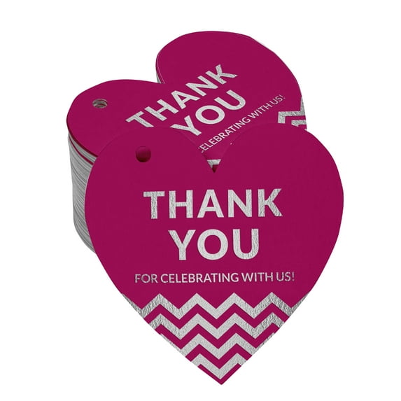 Inkdotpot Real Silver Foil Thank You For Celebrating With Us Bridal Shower-Baby Shower-Retirement-Wedding-Birthday Tag Favor Hang Paper Tag 50 Pieces