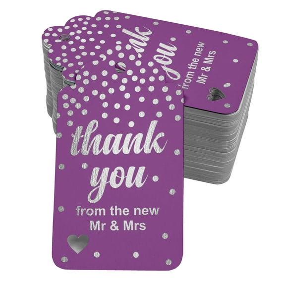 Inkdotpot Real Silver Foil ThankYou From The New Wedding Tags Favor Hang Paper Tags 50 Pack