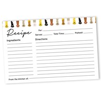 Inkdotpot Recipe Card 6x4 inch Single-Sided Recipe Design Cards Cat/ Dog Paw Recipe Cards Wedding-Bridal Shower-Baby Shower- Pack of 50