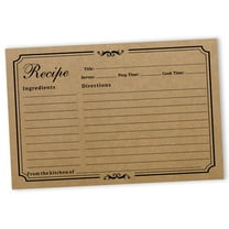 Inkdotpot Recipe Card 6x4 inch Single-Sided Recipe Design Cards Classic Kraft Recipe Cards Wedding-Bridal Shower-Baby Shower- Pack of 50