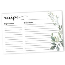 Inkdotpot Recipe Card 6x4 inch Single-Sided Recipe Design Cards White Greenery Recipe Cards Wedding-Bridal Shower-Baby Shower- Pack of 50