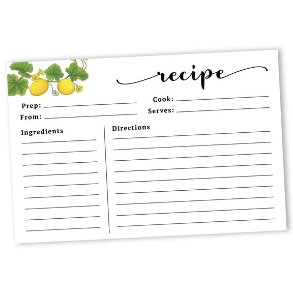 Inkdotpot Recipe Card 6x4 inch Single-Sided Recipe Design Cards White Tropical Lime Recipe Cards Wedding-Bridal Shower-Baby Shower- Pack of 50