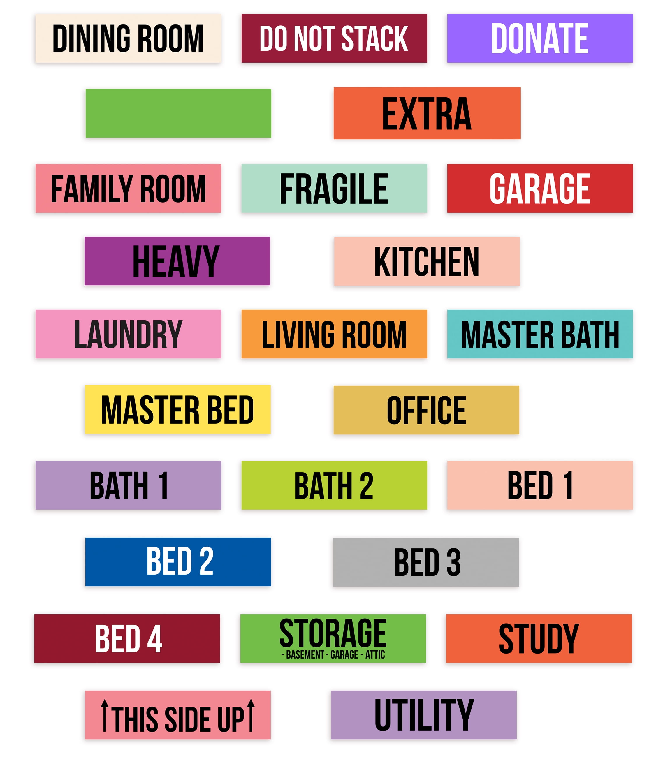 Inkdotpot Rectangle Shape 1000Count Home Moving Labels- 25 Different ...