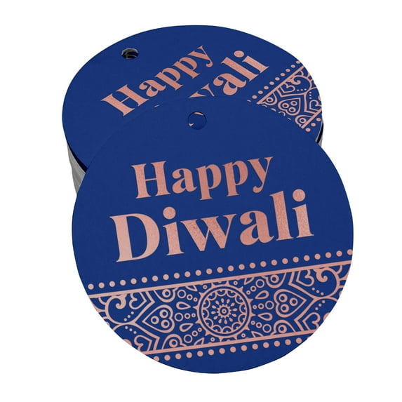 Inkdotpot Rose Gold Foil Paper Hang Tag Happy Diwali Favor Tag 100 Piece