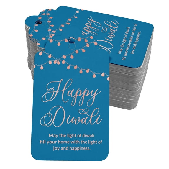 Inkdotpot Rose Gold Foil Paper Hang Tags Happy Diwali Favor Tags 50 Pack