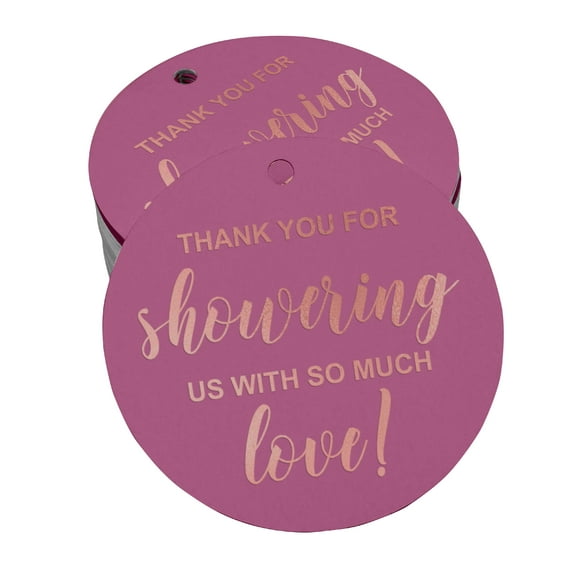 Inkdotpot Rose Gold Foil Paper Hang Tags Thank You Baby/ Bridal Shower Favor Tags 50 Pieces