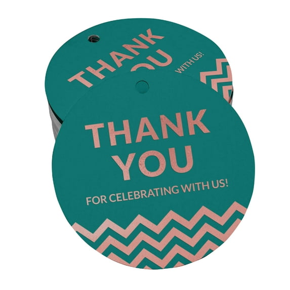 Inkdotpot Rose Gold Foil Paper Hang Tags Thank You For Celebrating With Us Bridal Shower-Baby Shower-Retirement-Wedding-Birthday Favor Tags 50 Pieces