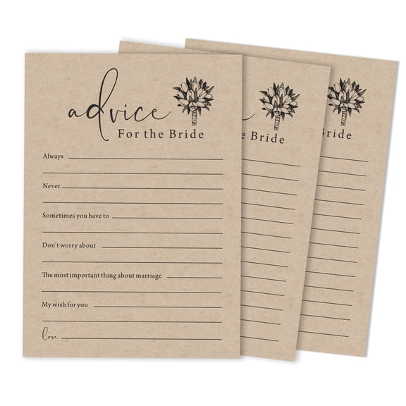 Inkdotpot Rustic Kraft PaperAdvice And Wishes Set Of 50 Bridal Shower Advice Game ActivityCards
