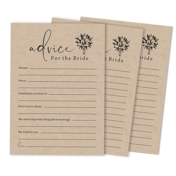 Inkdotpot Rustic Kraft PaperAdvice And Wishes Set Of 50 Bridal Shower Advice Game ActivityCards