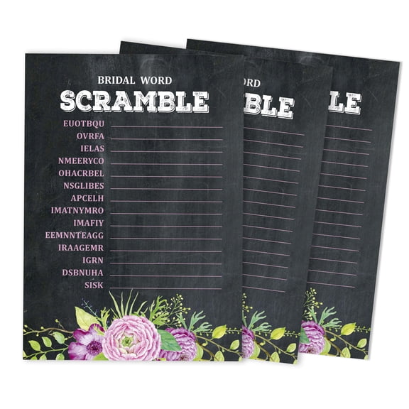 Inkdotpot Scramble Bridal ShowerGameCards Floral Tea PartyParty Wedding Supplies 50-Pack Wedding Word