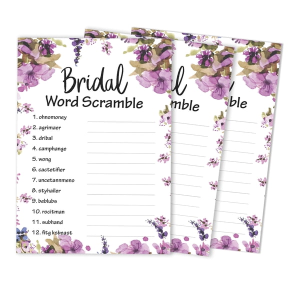 Inkdotpot Scramble Bridal ShowerGameCards FloralParty Wedding Supplies 50-Pack Wedding Word