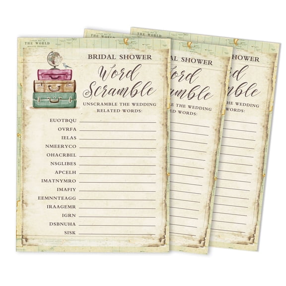 Inkdotpot Scramble Bridal ShowerGameCards TravellingParty Wedding Supplies 50-Pack Wedding Word