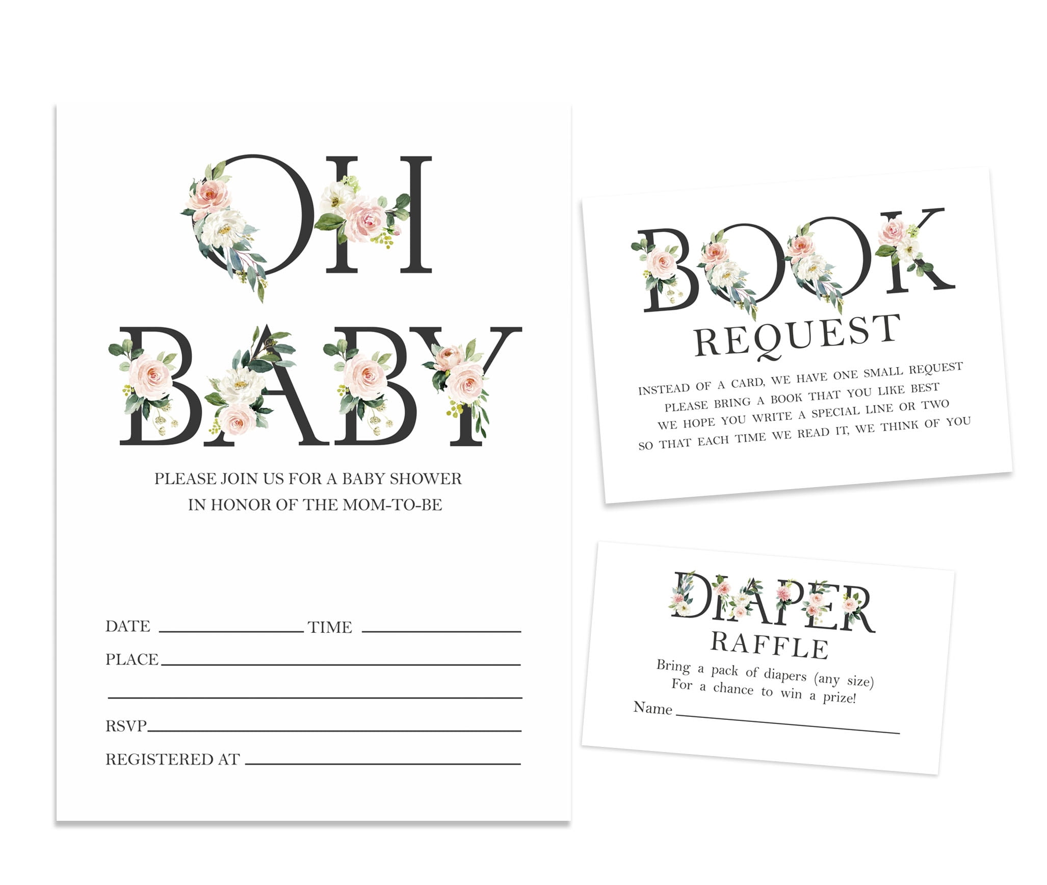 Inkdotpot Set Of 30 Oh Baby Gender Neutral Baby Shower Invitations-Diaper Raffle Tickets And Baby Shower Book Request Cards Invites Its A Boy Its A Girl