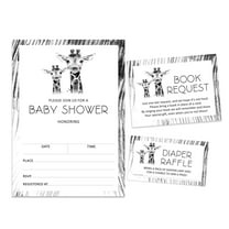 Inkdotpot Set Of 30Giraffe Baby Shower Invitations-Diaper Raffle Tickets And Baby Shower Book Request Cards Jungle Animals Invites Its A Boy Its A Girl