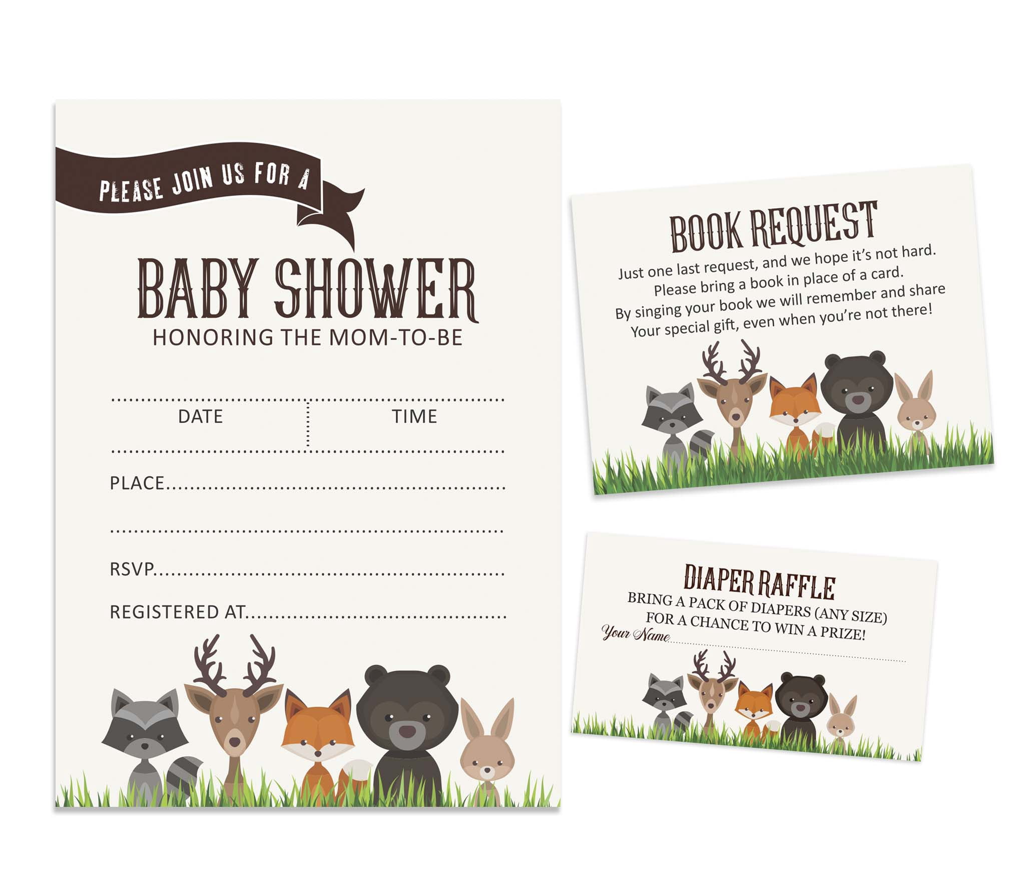 Inkdotpot Set Of 30Jungle Animals Baby Shower Invitations-Diaper Raffle Tickets And Baby Shower Book Request Cards Gender Neutral Invites Its A Boy Its A Girl