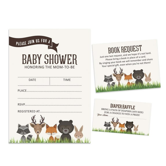 Inkdotpot Set Of 30Jungle Animals Baby Shower Invitations-Diaper Raffle Tickets And Baby Shower Book Request Cards Gender Neutral Invites Its A Boy Its A Girl